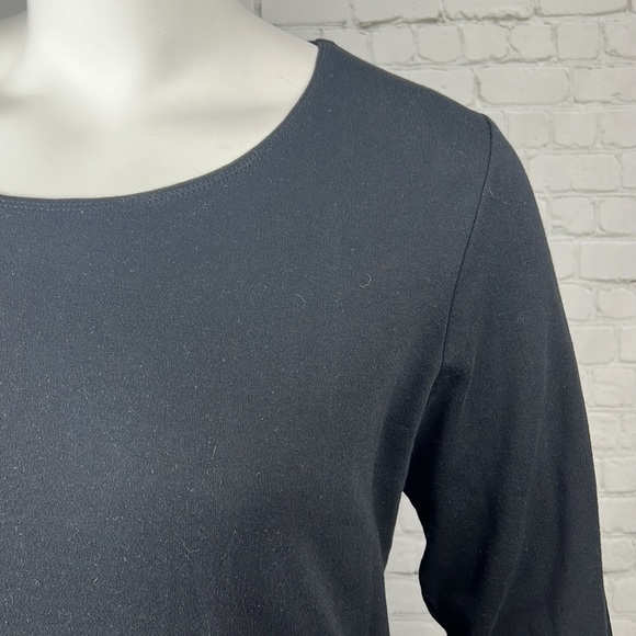 1X 3X Deep Black Cotton Long Sleeve Scoopneck Top Plus Size - Picture 5 of 5